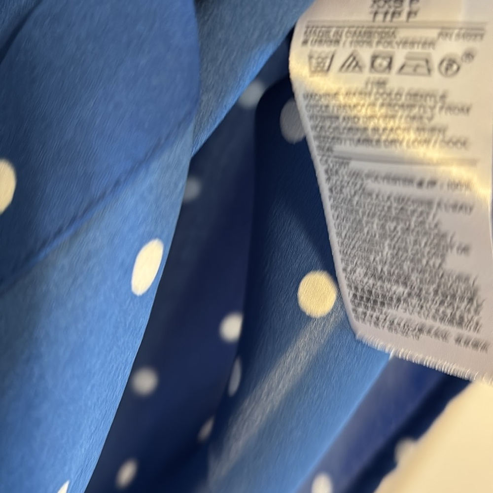 NWOT Banana Republic button down sleeveless blue polka dot shirt size XXS petite - Picture 6 of 7